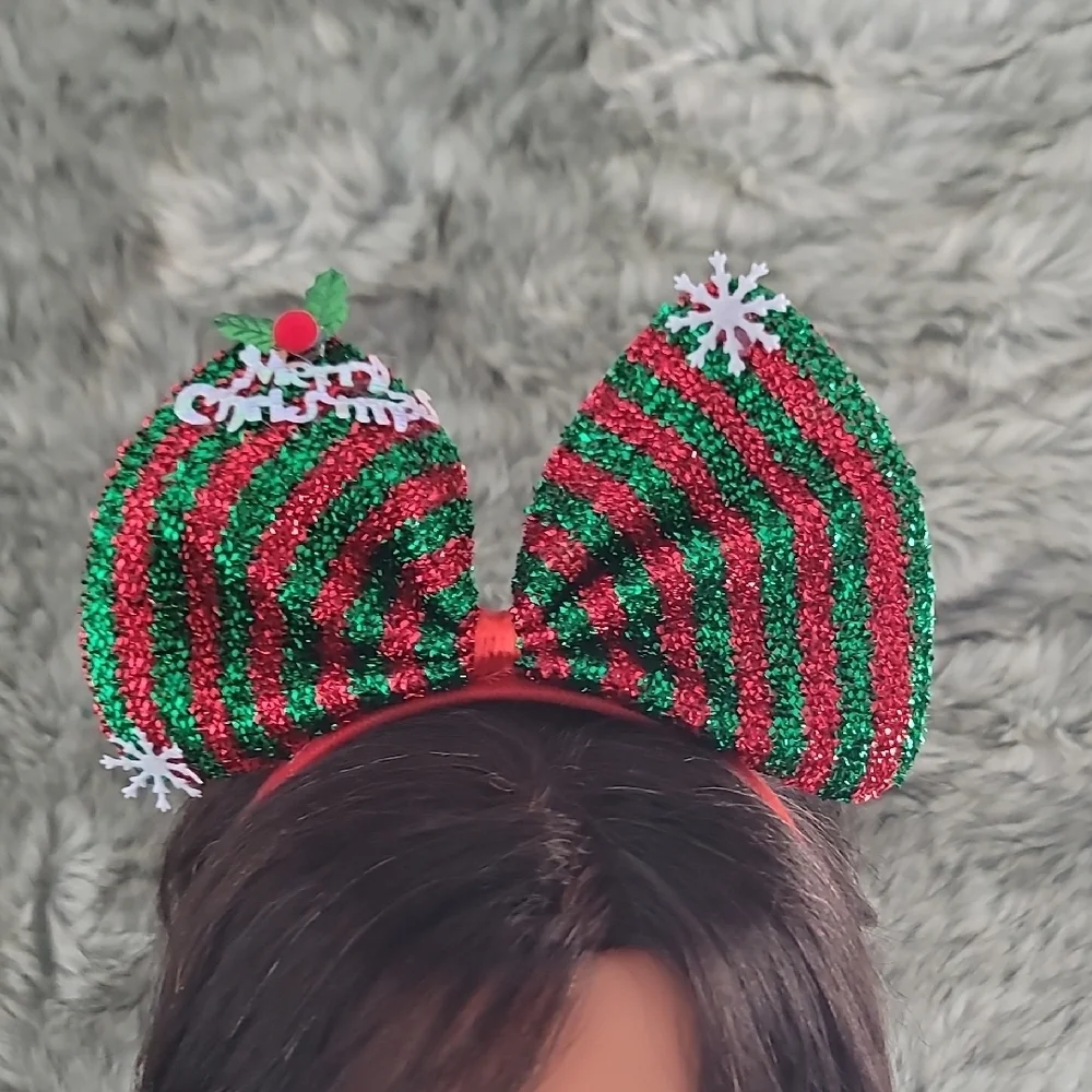 Festive Red and Green Striped Headband